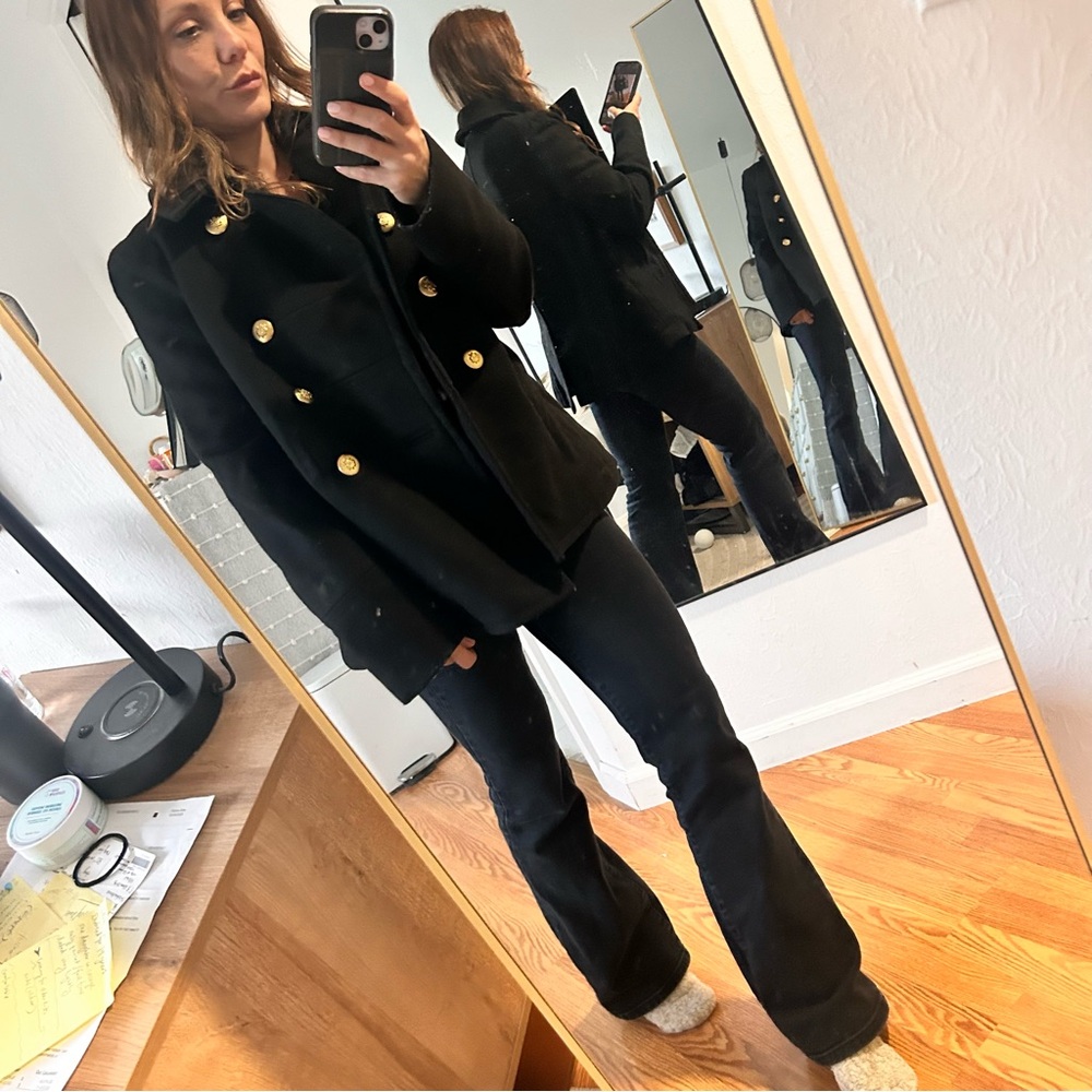 Marc Jacobs Black Coat with Gold military vintage style gold buttons s 2 - Picture 10 of 12